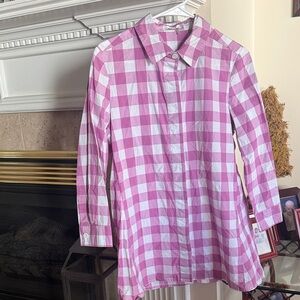 Tyler Boe Pink Checkered Tunic Top small EUC
